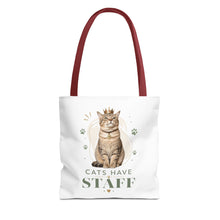 Cat Lover Tote Bag — "Cats Have Staff" Crowned Cat Canvas Tote