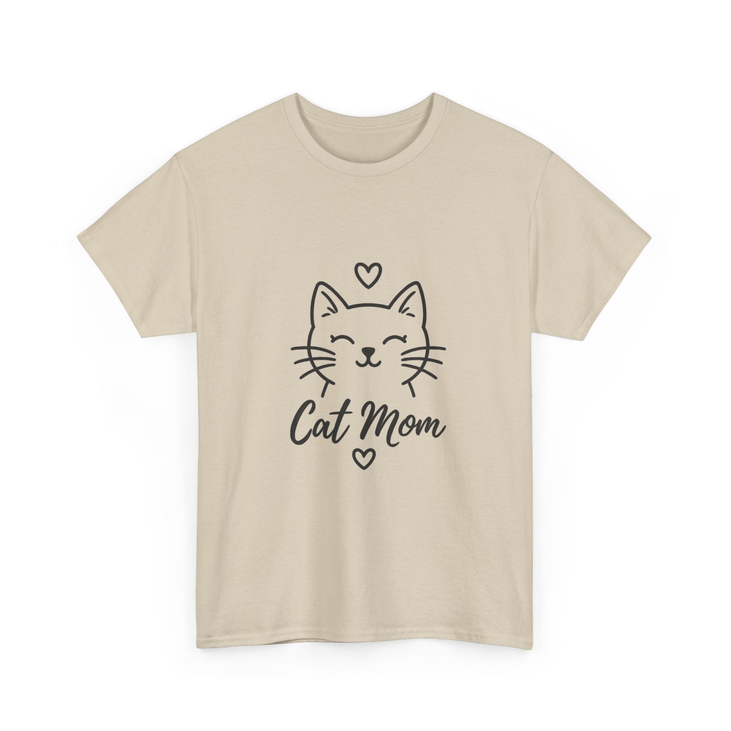 Cat Mom T-Shirt — Cute Heart Cat Graphic Tee for Cat Lovers