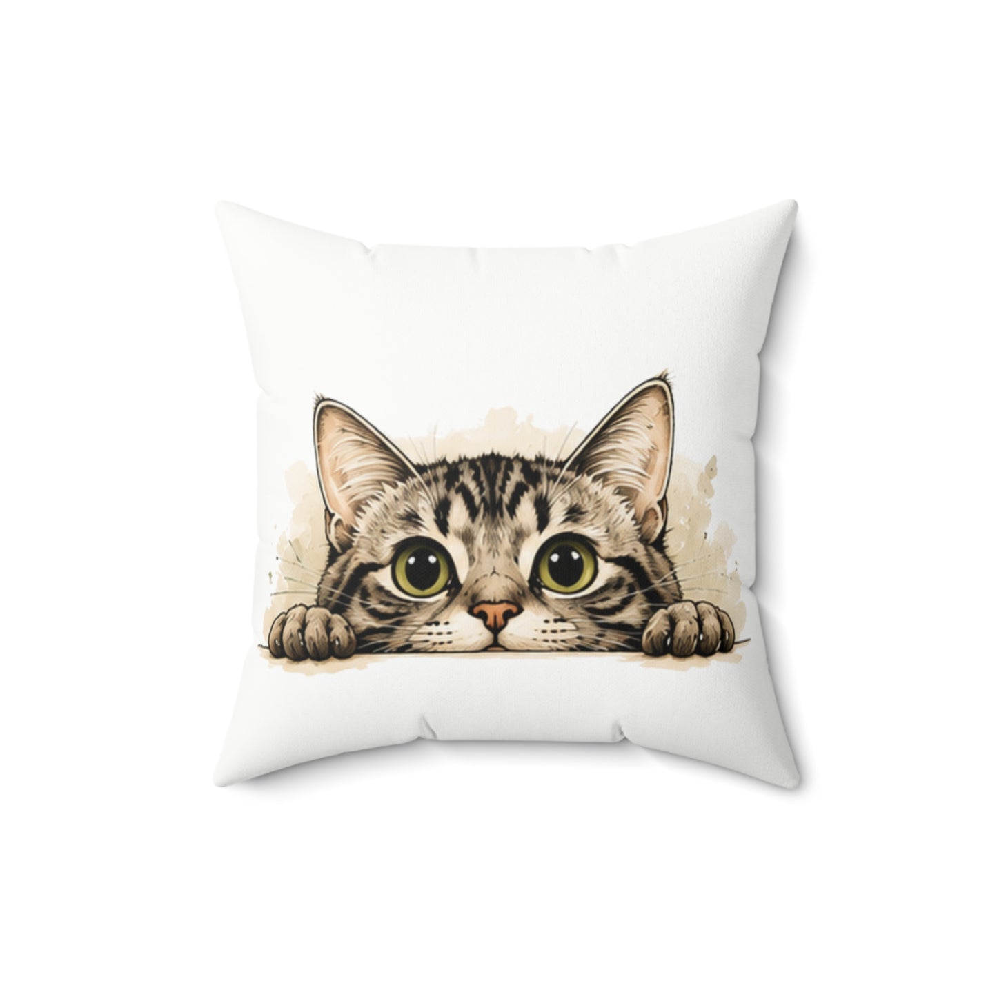 Peekaboo Tabby Cat Pillow — Cute Cat Face Decorative Throw Pillow