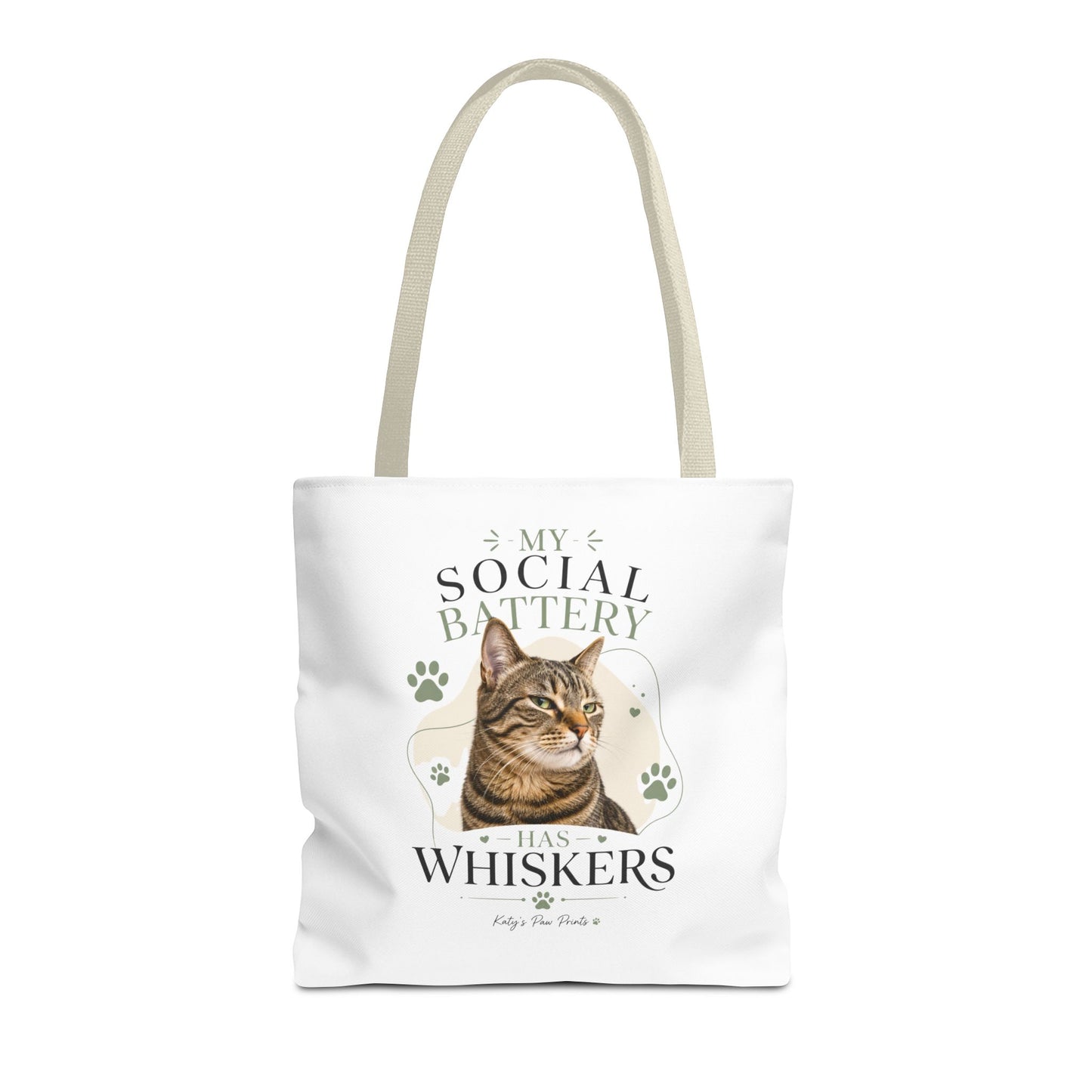 My Social Battery Has Whiskers Cat Tote Bag