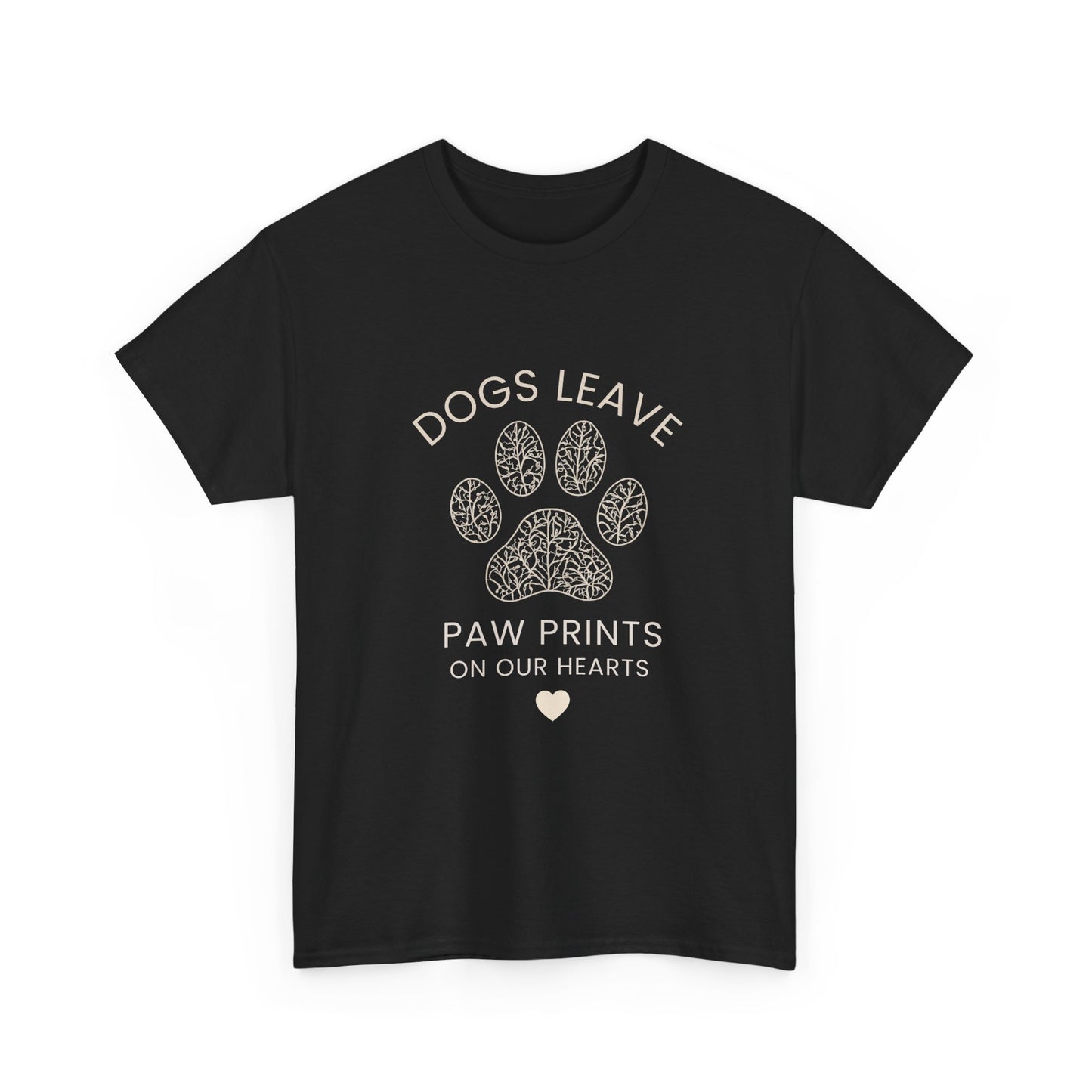 Dog Paw Prints Memorial T-Shirt — "Dogs Leave Paw Prints on Our Hearts"
