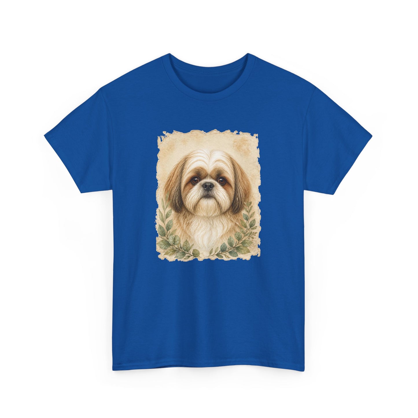 Shih Tzu Portrait Tee - Vintage Floral Dog Lover T-Shirt