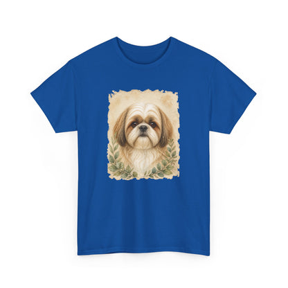 Shih Tzu Portrait Tee - Vintage Floral Dog Lover T-Shirt