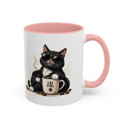 Cat Fuel Coffee Mug — Funny Black Cat Coffee Cup (11/15oz)