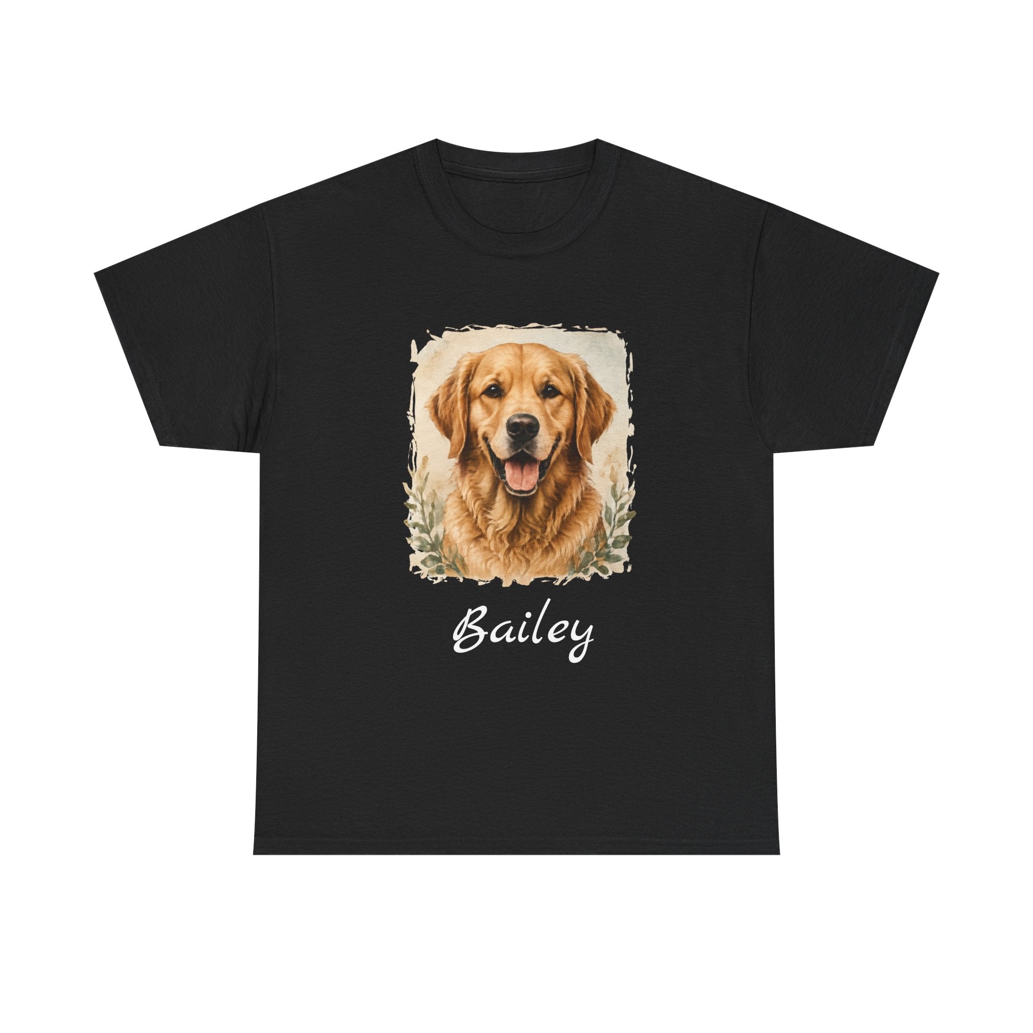 Golden Retriever Portrait Tee — Personalized “Bailey” Dog Photo T‑Shirt