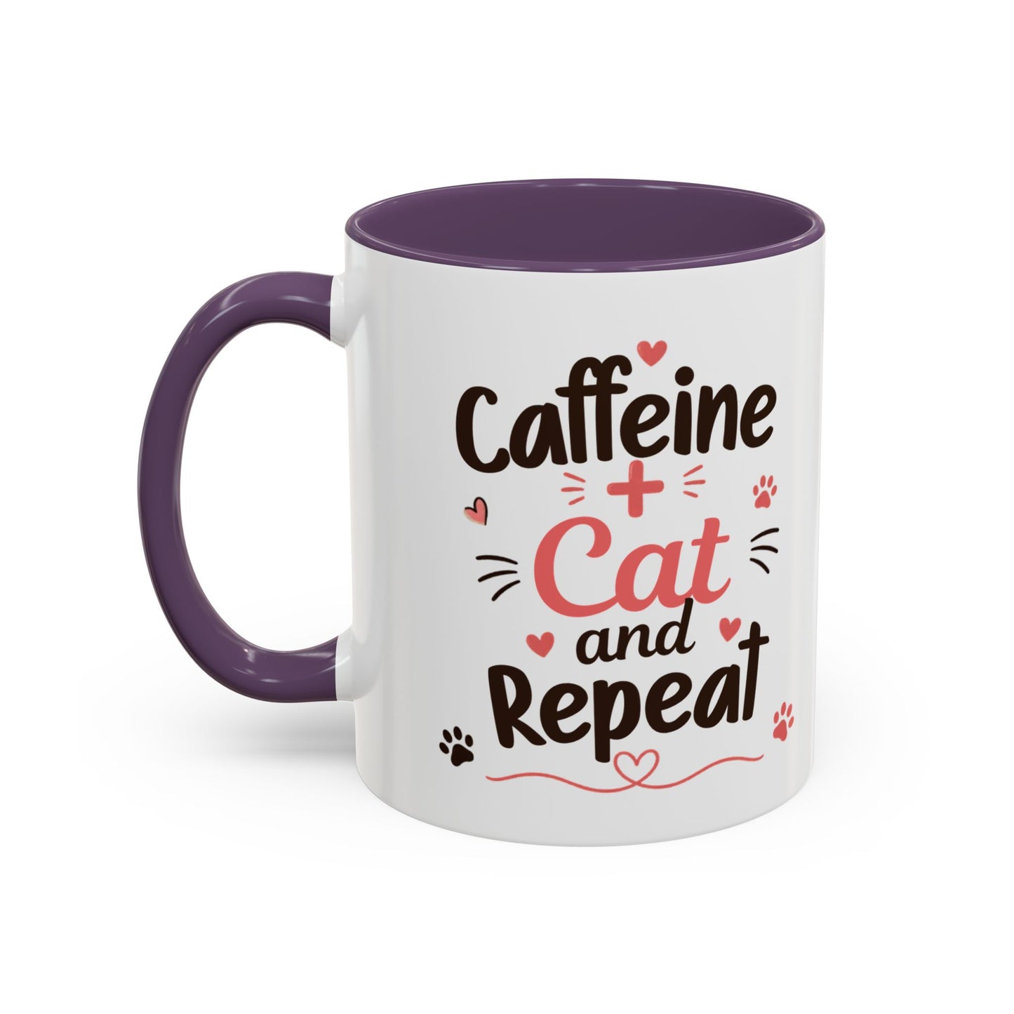 Cat Coffee Mug — "Cat & Coffee" Cute Kitty Design, 11/15oz Accent Ceramic Mug