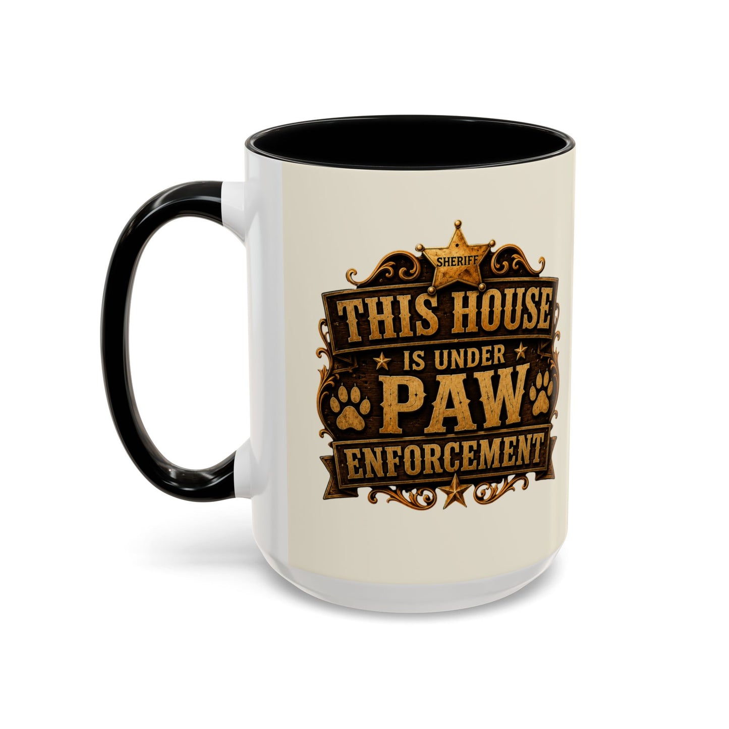 Sheriff Dog Coffee Mug — Vintage Badge Accent Mug for Dog Lovers