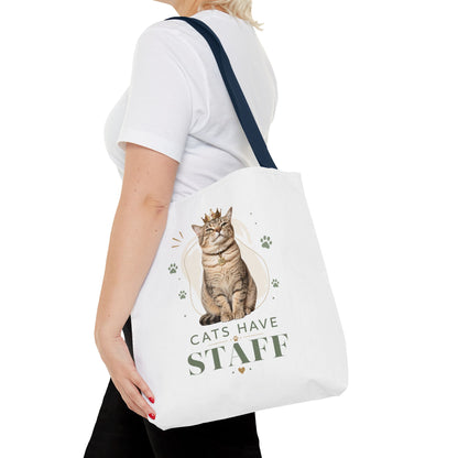 Cats Have Staff Crowned Cat Illustration Tote Bag — Funny Cat Lover Gift