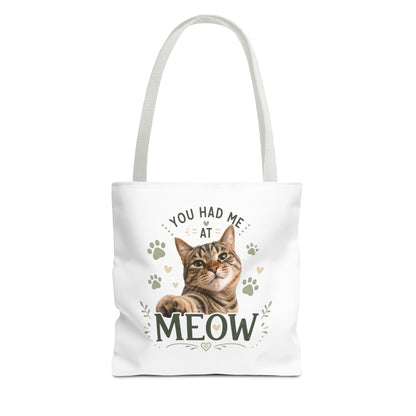Cat Tote Bag - "You Had Me at Meow" Cute Cat Shopper Bag