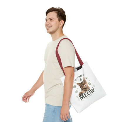 Cat Tote Bag - "You Had Me at Meow" Cute Cat Shopper Bag