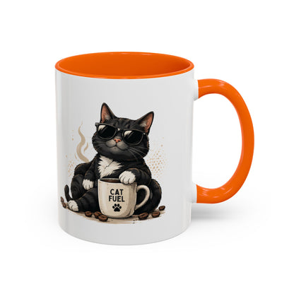Cat Fuel Coffee Mug — Funny Black Cat Coffee Cup (11/15oz)
