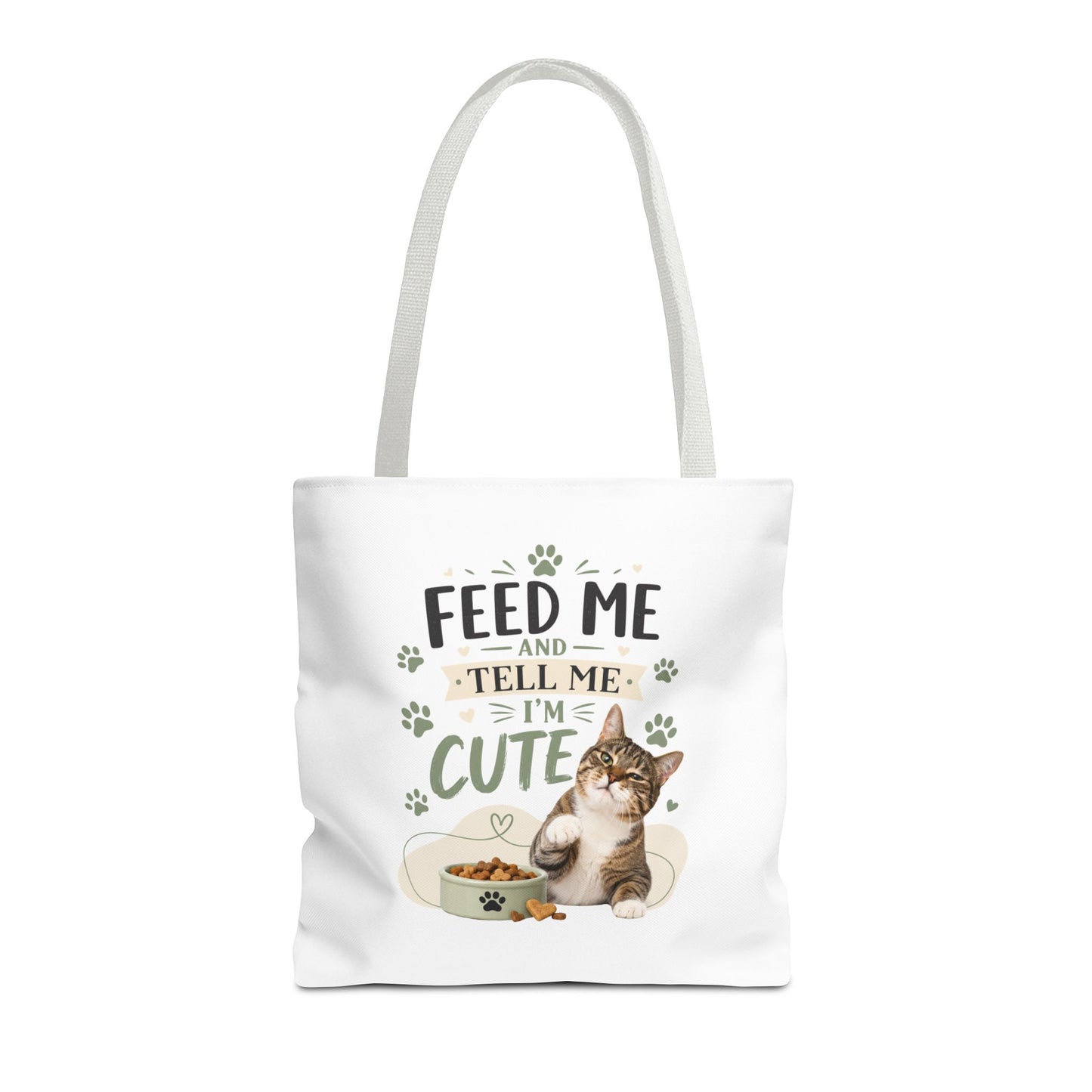 Cat Tote Bag — "Feed Me and Tell Me I'm Cute" Cute Cat Canvas Shopper