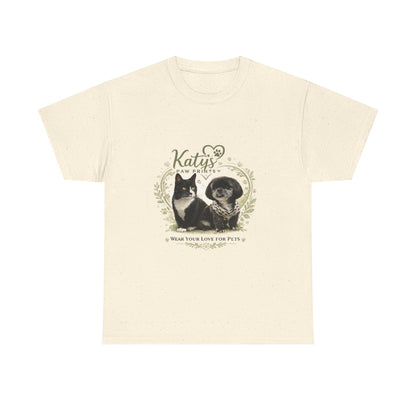 Cat & Dog Pet Lovers T-Shirt — "Katy's Pawfect Crew" Vintage Pet Portrait Tee