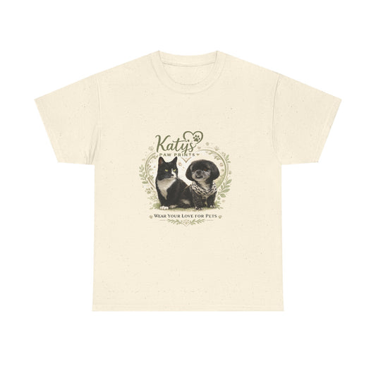 Cat & Dog Pet Lovers T-Shirt — "Katy's Pawfect Crew" Vintage Pet Portrait Tee