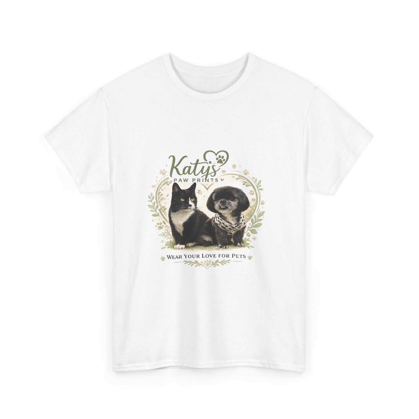 Cat & Dog Pet Lovers T-Shirt — "Katy's Pawfect Crew" Vintage Pet Portrait Tee