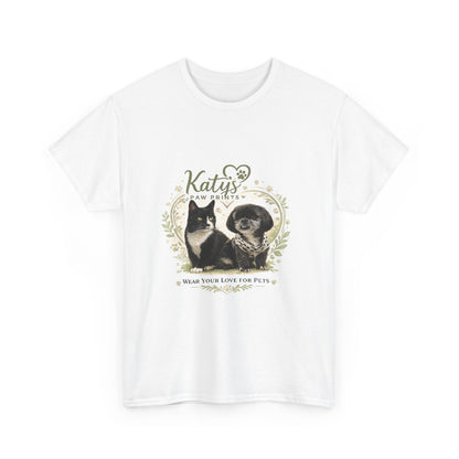 Cat & Dog Pet Lovers T-Shirt — "Katy's Pawfect Crew" Vintage Pet Portrait Tee