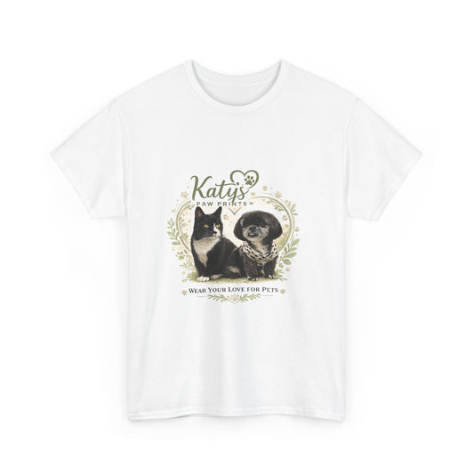 Cat & Dog Pet Lovers T-Shirt — "Katy's Pawfect Crew" Vintage Pet Portrait Tee