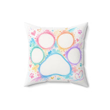Rainbow Paw Print Decorative Pillow — Pet Lover Accent Cushion