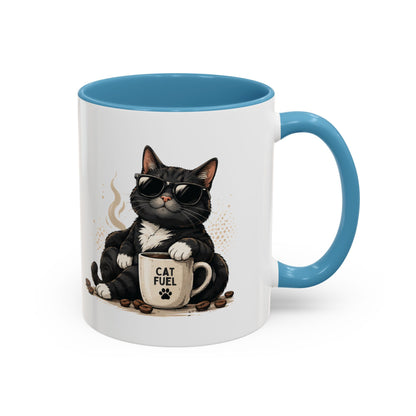 Cat Fuel Coffee Mug — Funny Black Cat Coffee Cup (11/15oz)