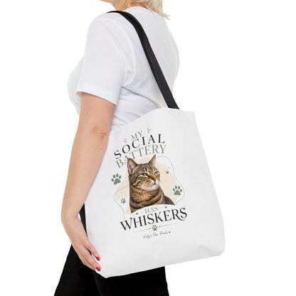 My Social Battery Has Whiskers Cat Tote Bag