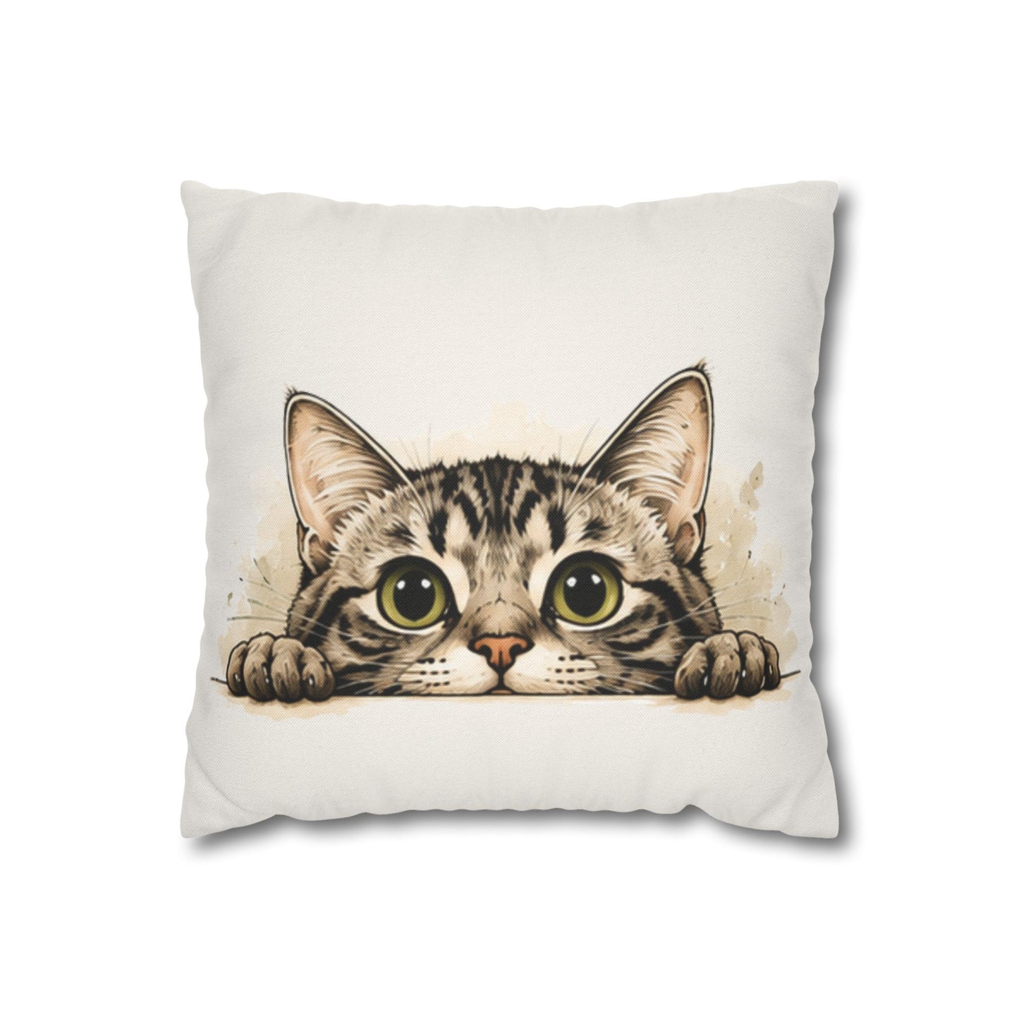 Peekaboo Tabby Cat Pillowcase — Cute Peeking Cat Decorative Throw Pillow Cover
