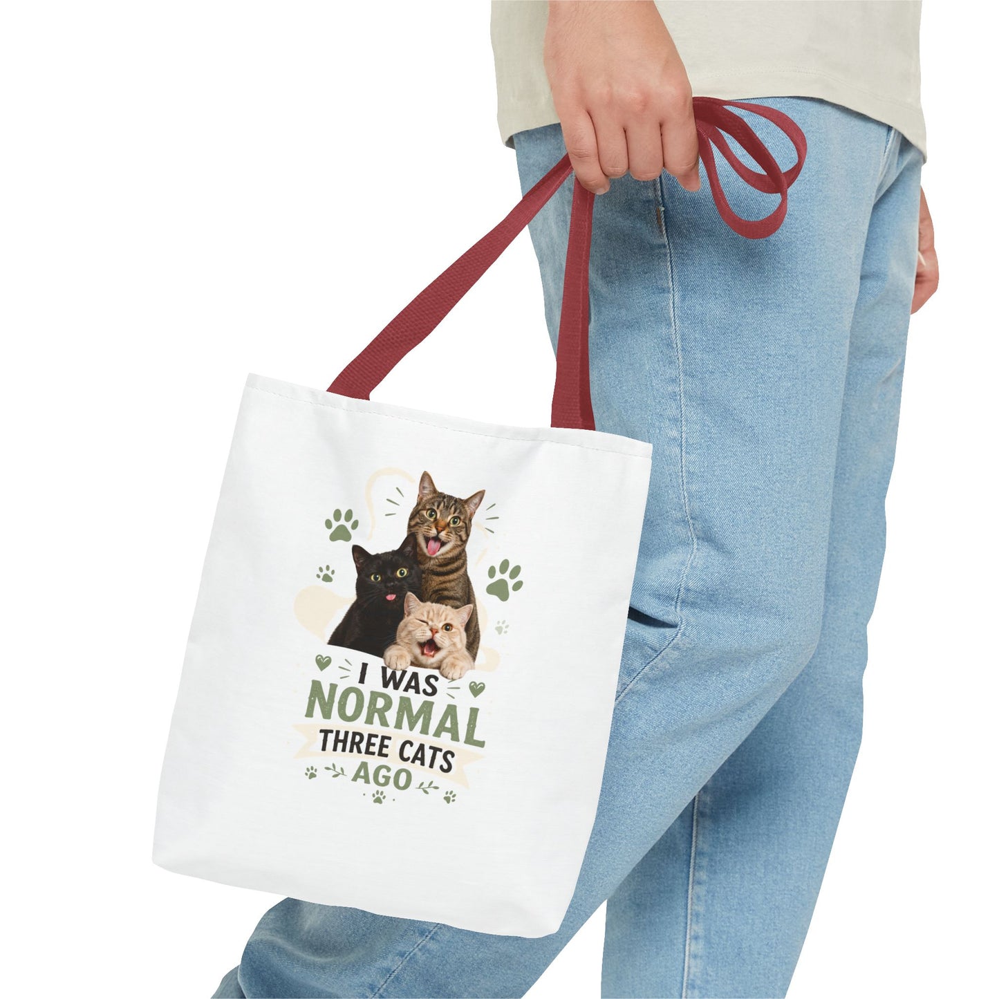 Cat Lover Tote Bag — “I Was Normal Three Cats Ago” Canvas Bag
