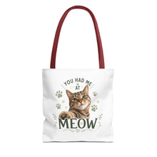 Cat Tote Bag - "You Had Me at Meow" Cute Cat Shopper Bag