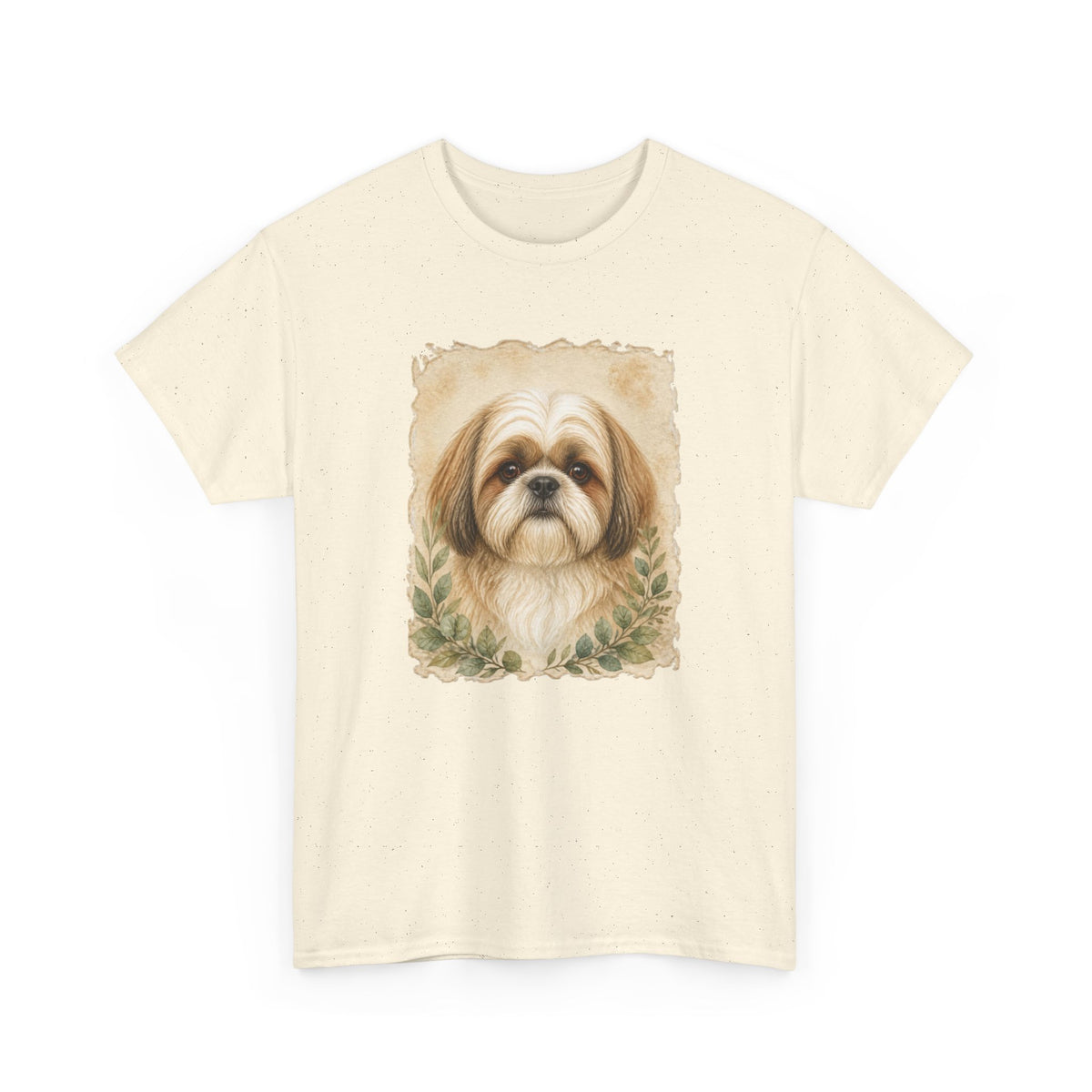 Shih Tzu Portrait Tee - Vintage Floral Dog Lover T-Shirt