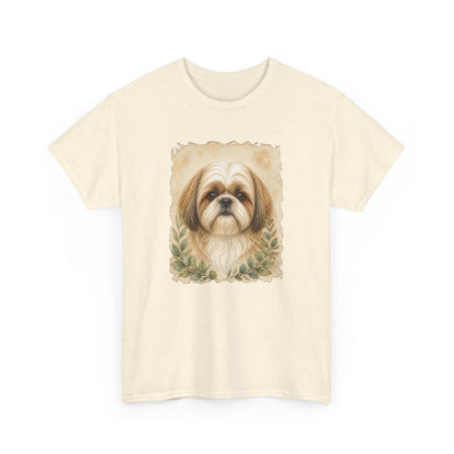 Shih Tzu Portrait Tee - Vintage Floral Dog Lover T-Shirt