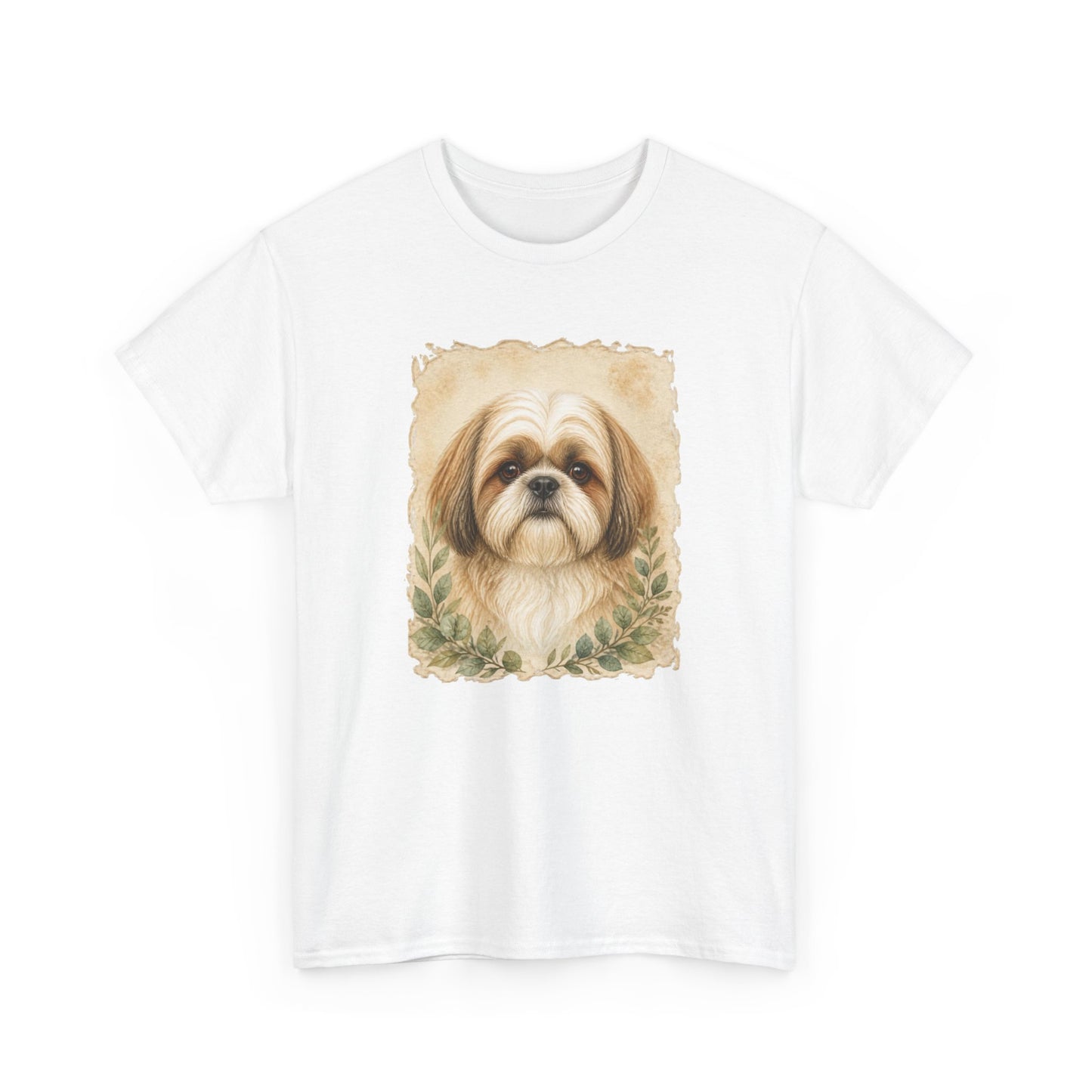 Shih Tzu Portrait Tee - Vintage Floral Dog Lover T-Shirt