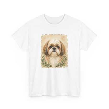 Shih Tzu Portrait Tee - Vintage Floral Dog Lover T-Shirt
