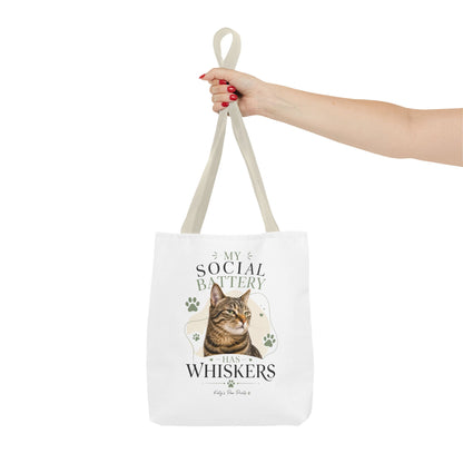 My Social Battery Has Whiskers Cat Tote Bag
