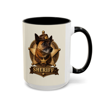 Sheriff Dog Coffee Mug — Vintage Badge Accent Mug for Dog Lovers