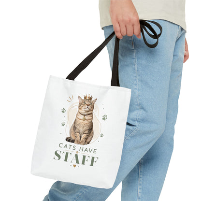 Cats Have Staff Crowned Cat Illustration Tote Bag — Funny Cat Lover Gift