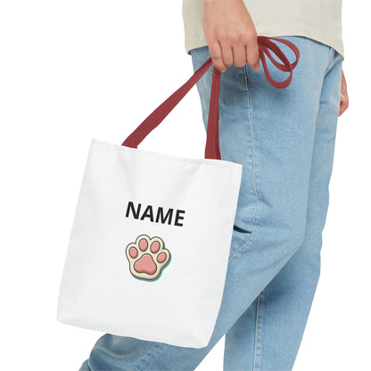Personalized Cat Paw Tote Bag — Custom Name Cute Kitten Print