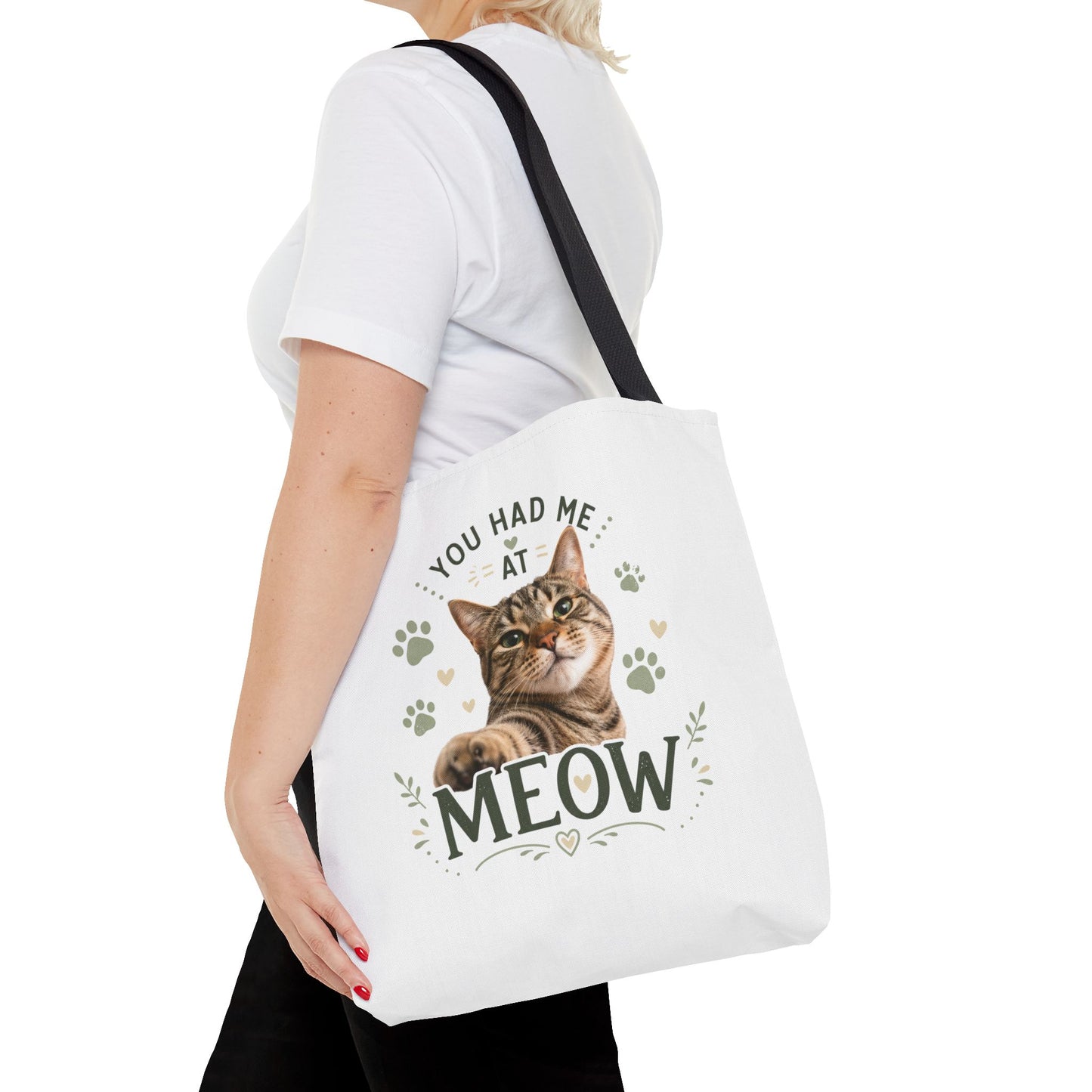 Cat Tote Bag - "You Had Me at Meow" Cute Cat Shopper Bag