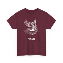 Cat Portrait Tee — Personalized Name Cat Face T‑Shirt