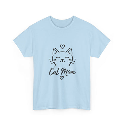 Cat Mom T-Shirt — Cute Heart Cat Graphic Tee for Cat Lovers