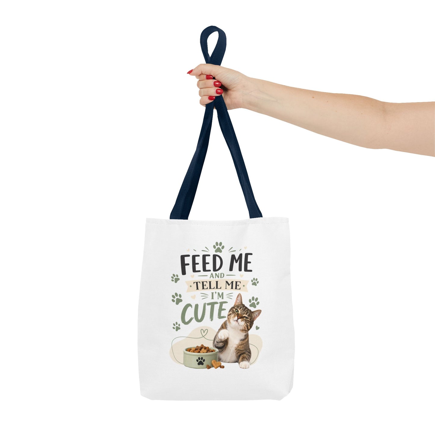 Cat Tote Bag — "Feed Me and Tell Me I'm Cute" Cute Cat Canvas Shopper