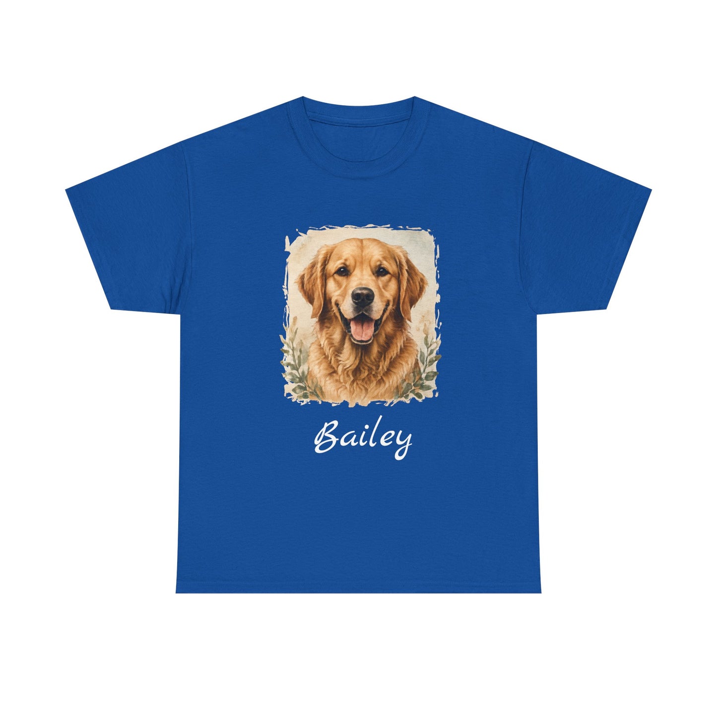 Golden Retriever Portrait Tee — Personalized “Bailey” Dog Photo T‑Shirt