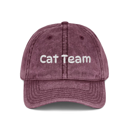 Cat Team Vintage Embroidered Cap