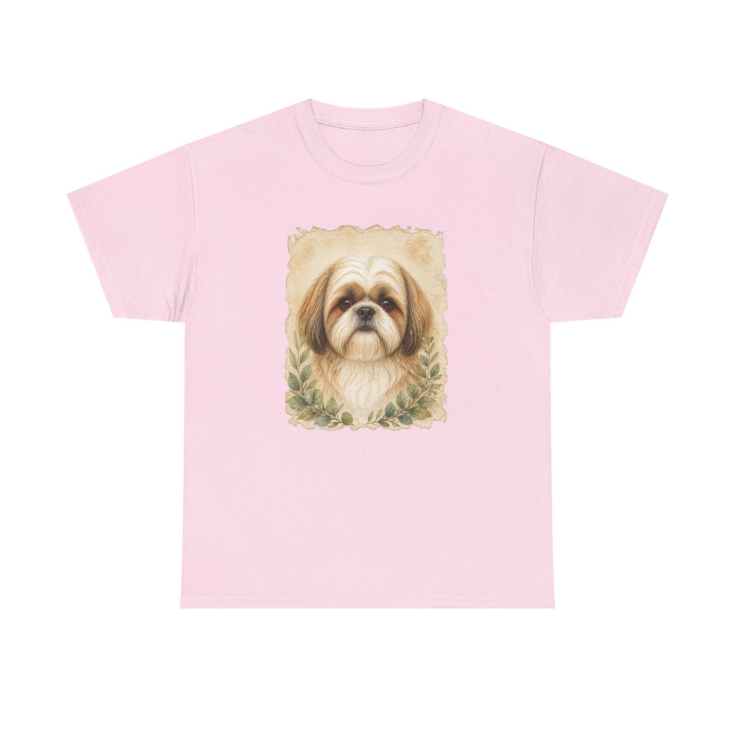 Shih Tzu Portrait Tee - Vintage Floral Dog Lover T-Shirt