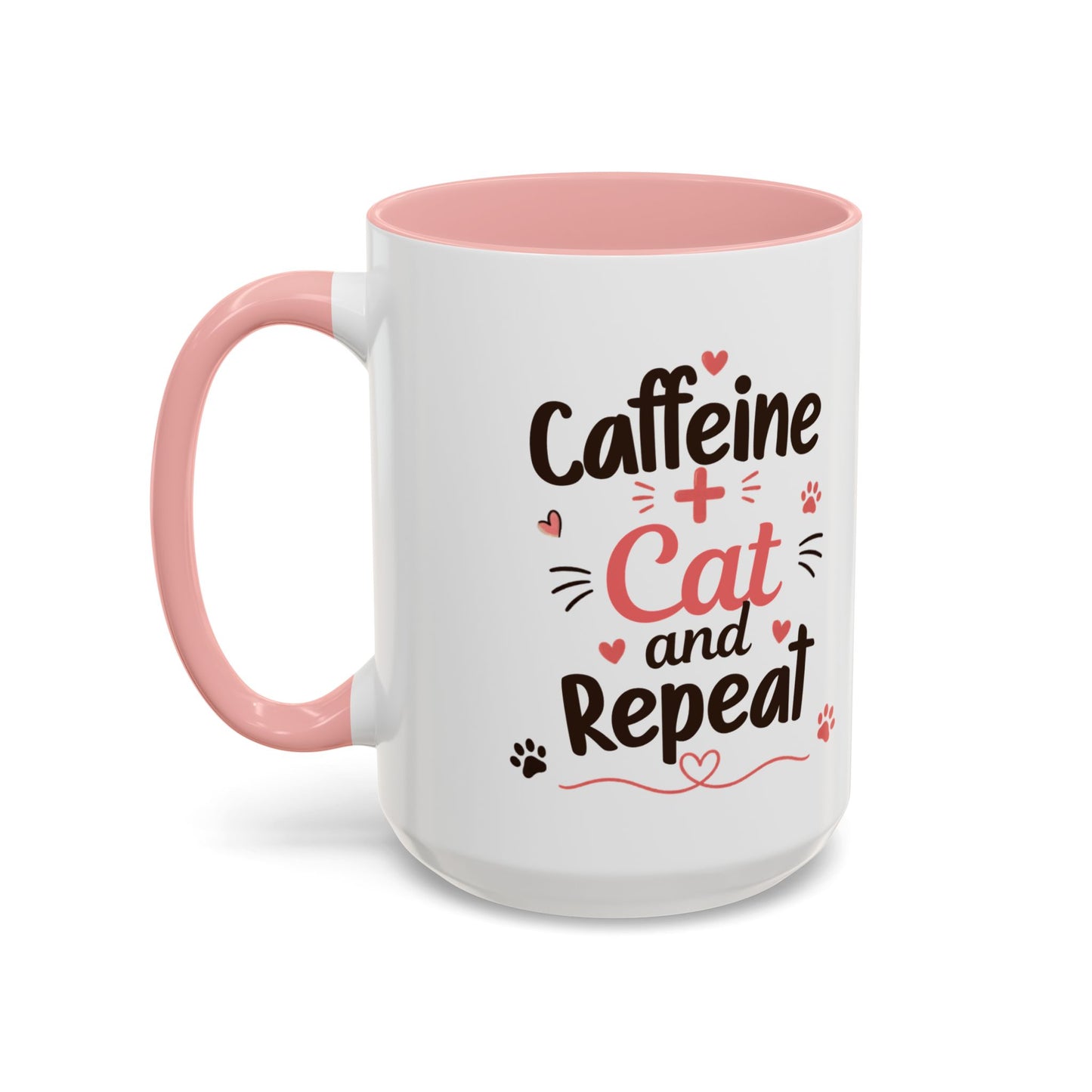 Cat Coffee Mug — "Cat & Coffee" Cute Kitty Design, 11/15oz Accent Ceramic Mug