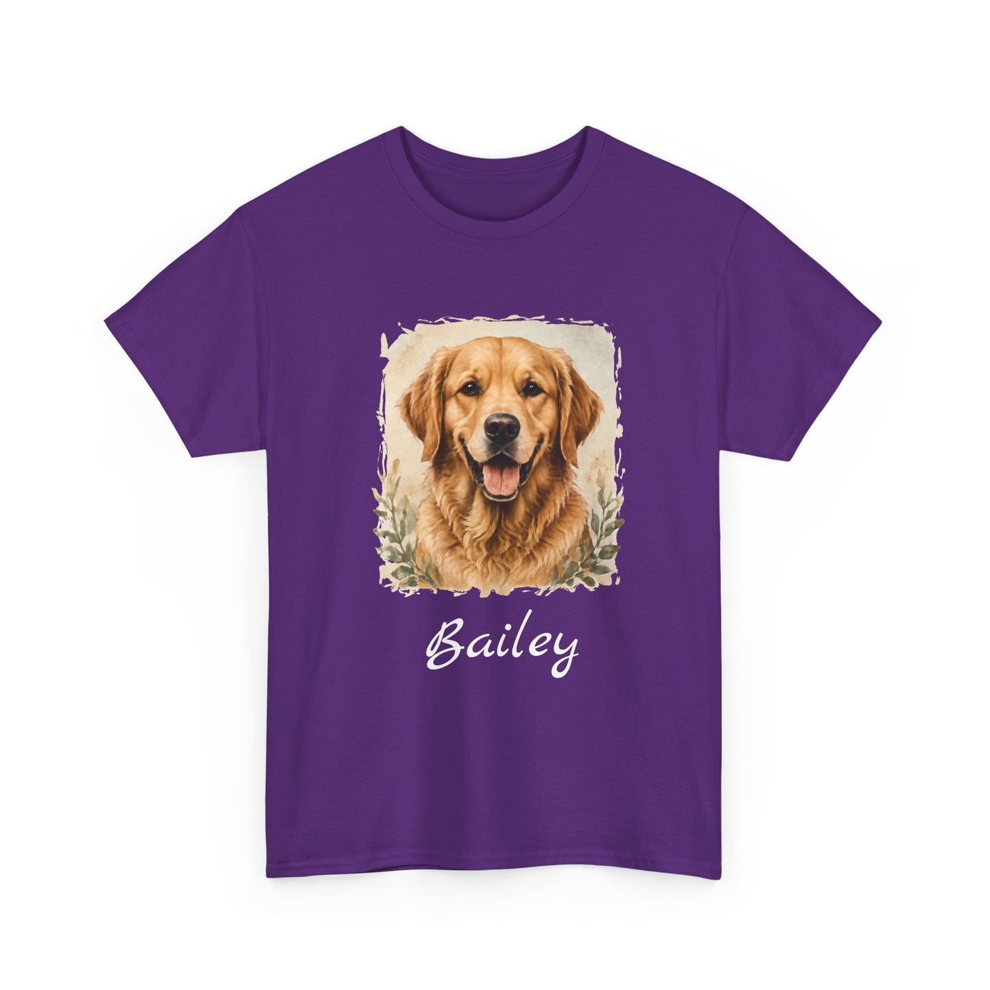 Golden Retriever Portrait Tee — Personalized “Bailey” Dog Photo T‑Shirt
