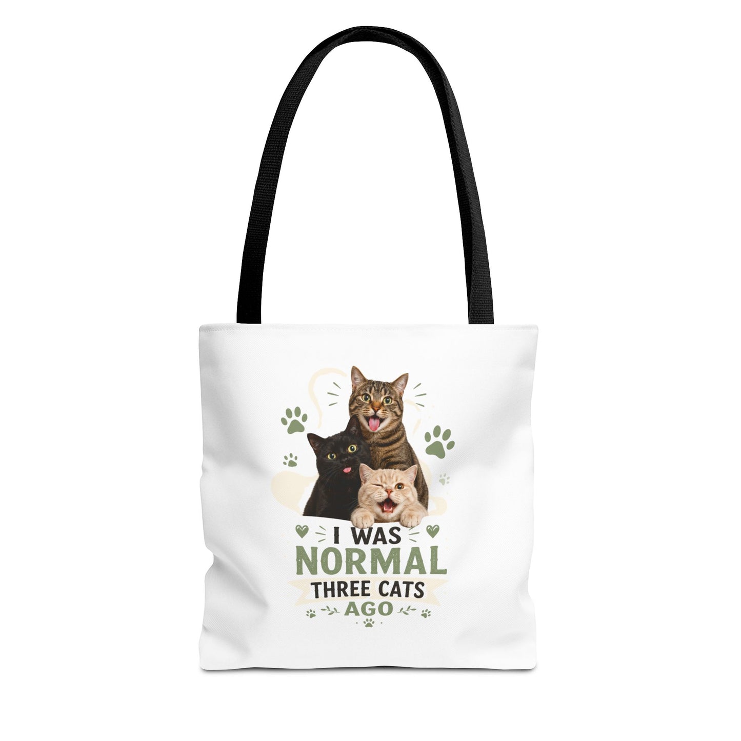 Cat Lover Tote Bag — “I Was Normal Three Cats Ago” Canvas Bag