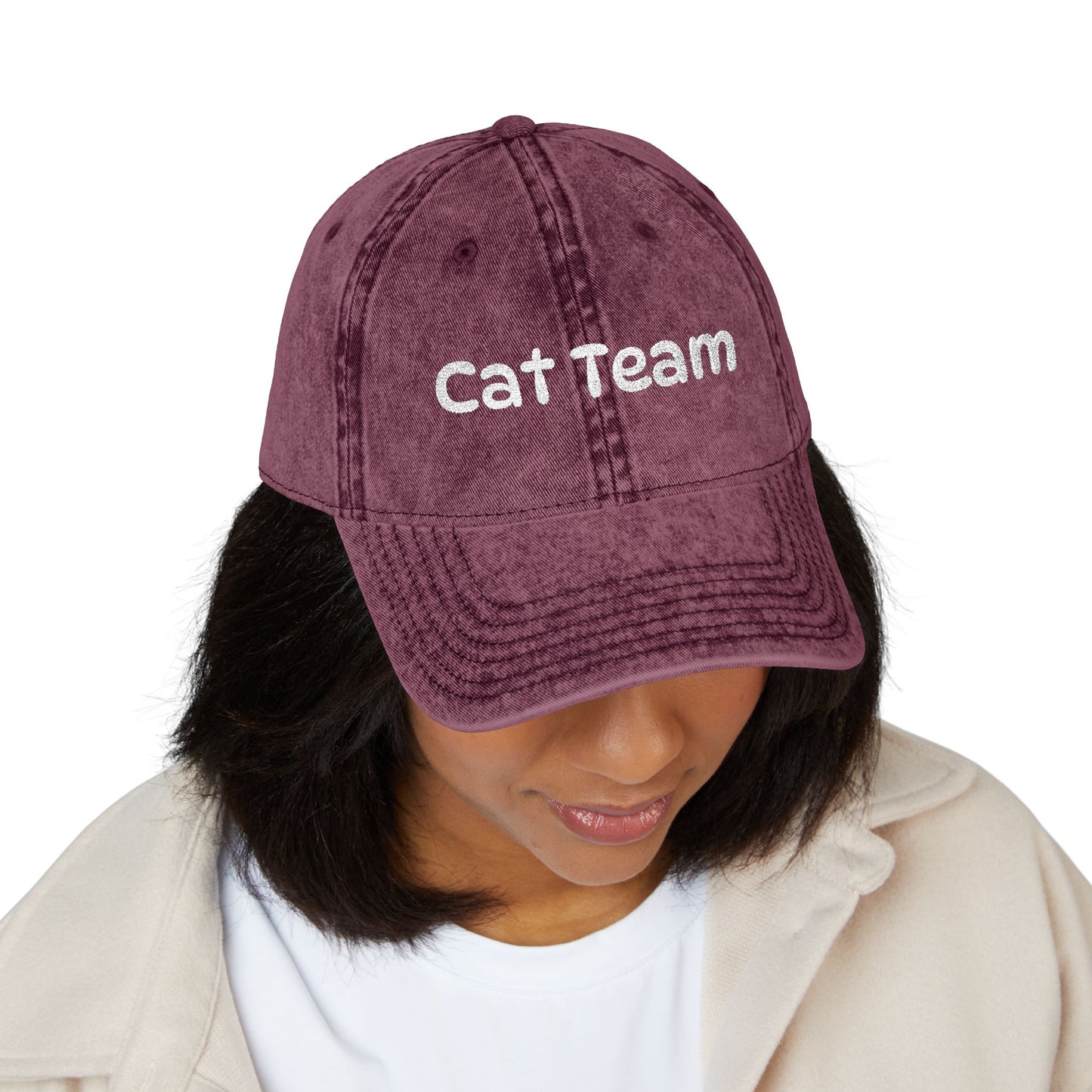 Cat Team Vintage Embroidered Cap