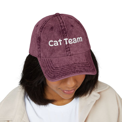 Cat Team Vintage Embroidered Cap