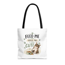 Cat Tote Bag — "Feed Me and Tell Me I'm Cute" Cute Cat Canvas Shopper