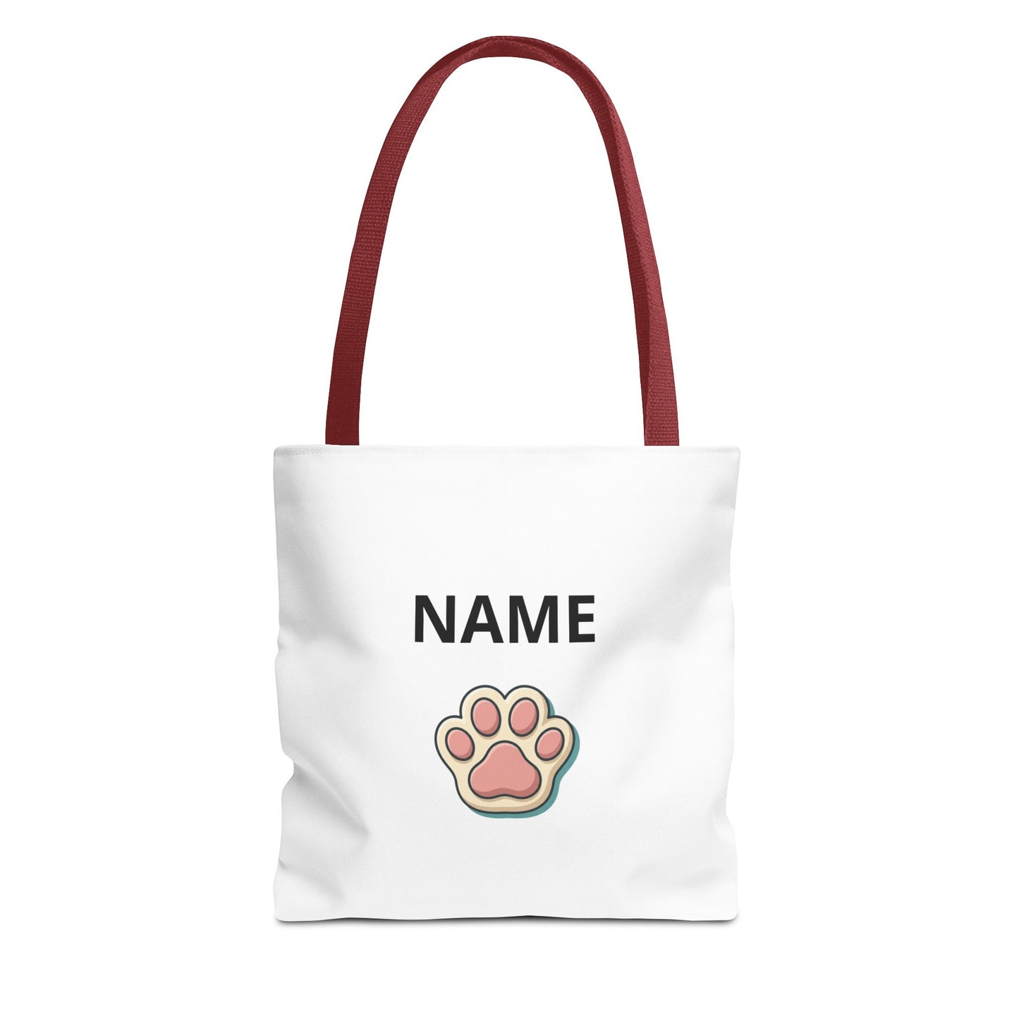 Personalized Cat Paw Tote Bag — Custom Name Cute Kitten Print