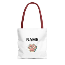 Personalized Cat Paw Tote Bag — Custom Name Cute Kitten Print